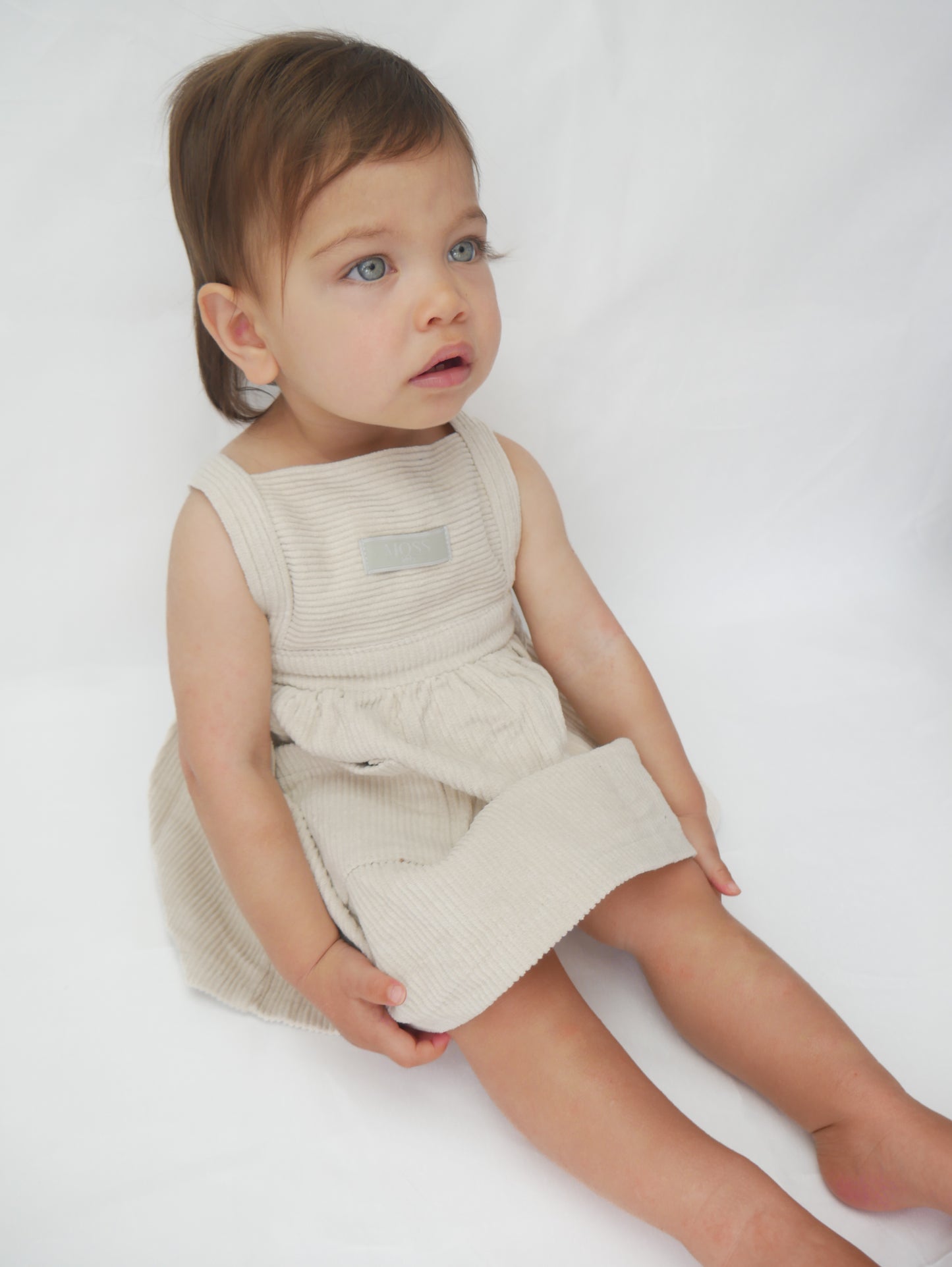 Corduroy Overall Dress (Beige)