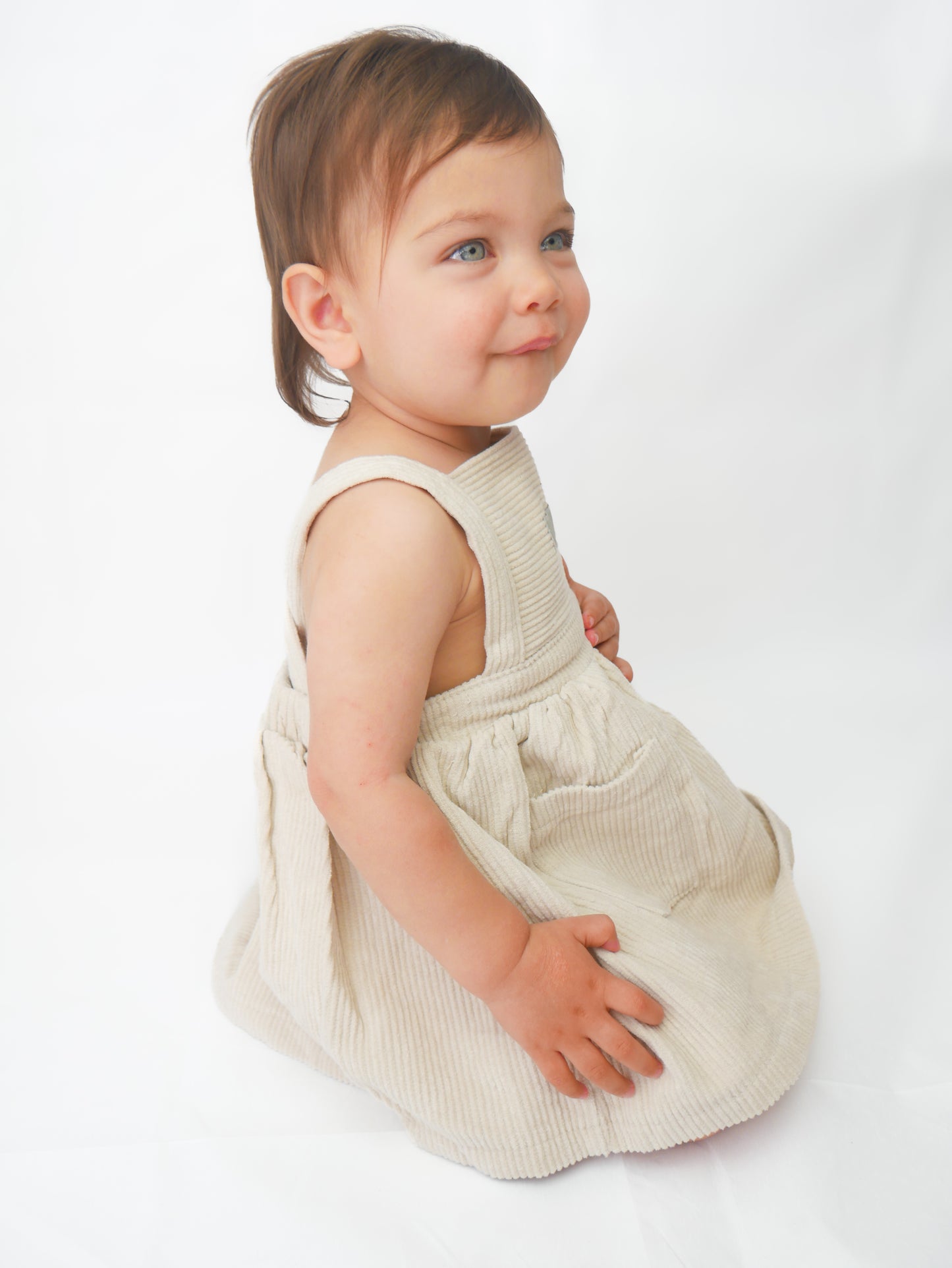 Corduroy Overall Dress (Beige)