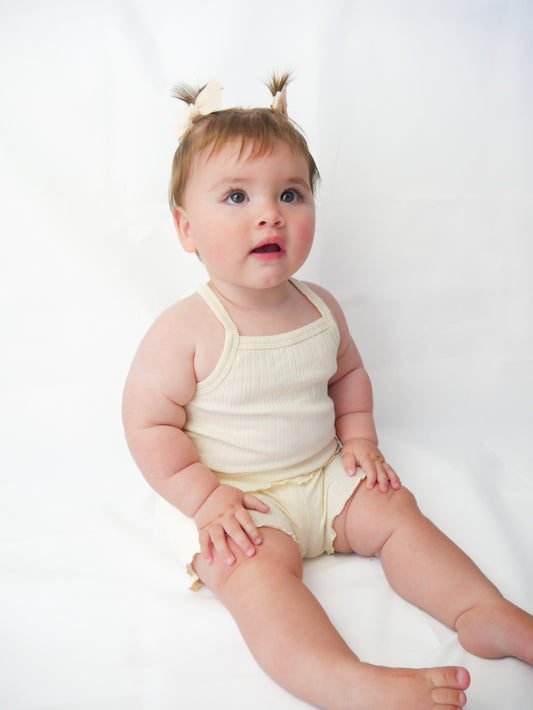 Playroom Singlet-Short Set (Misty Yellow)